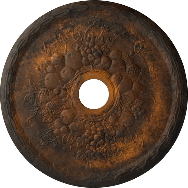 Ekena Millwork Grape Ceiling Medallion (Fits Canopies up to 3 5/8"), Hnd-Painted Rust, 22 5/8"OD x 3 5/8"ID x 5/8"P CM22GRRUS - main